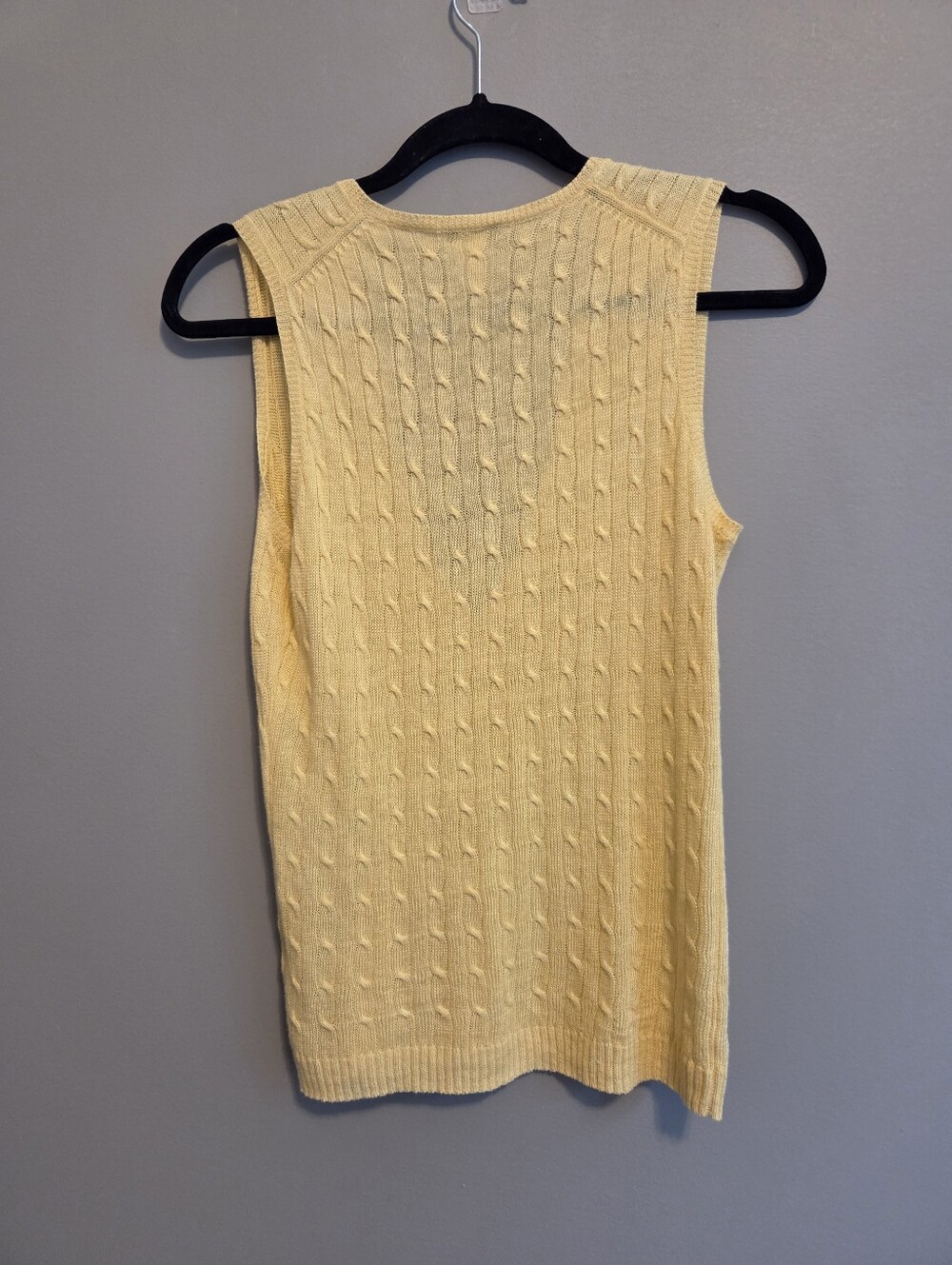 J. Crew Cable Knit Linen V-Neck Sweater Vest Y2K Vintage Butter Yellow Size S - Picture 2 of 5